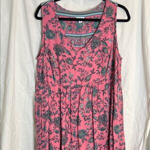 J. Jill Pink Maxi Dress Rayon Floral Print Pockets Size XL